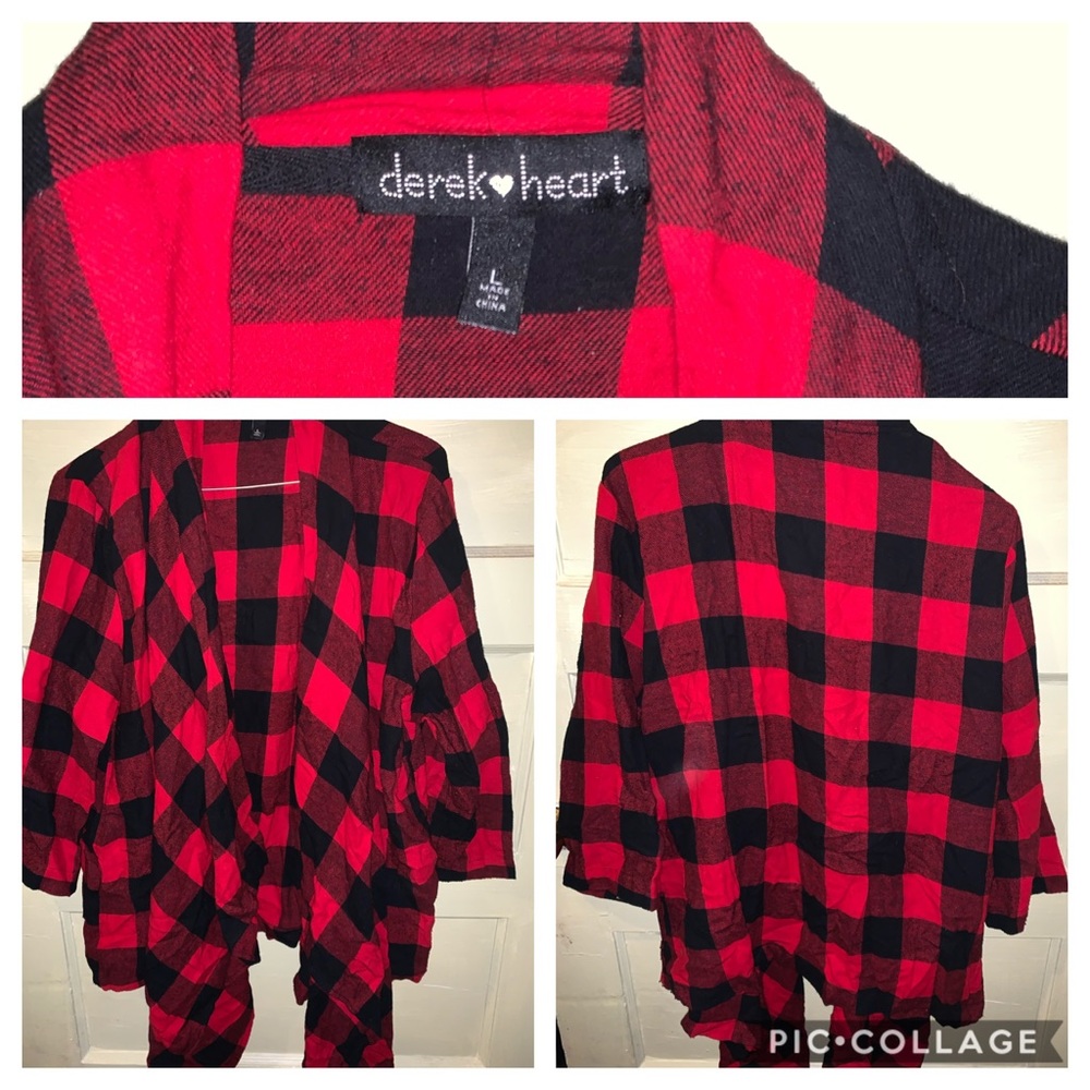 Derek Heart Plaid Cardigan -Jr -Large